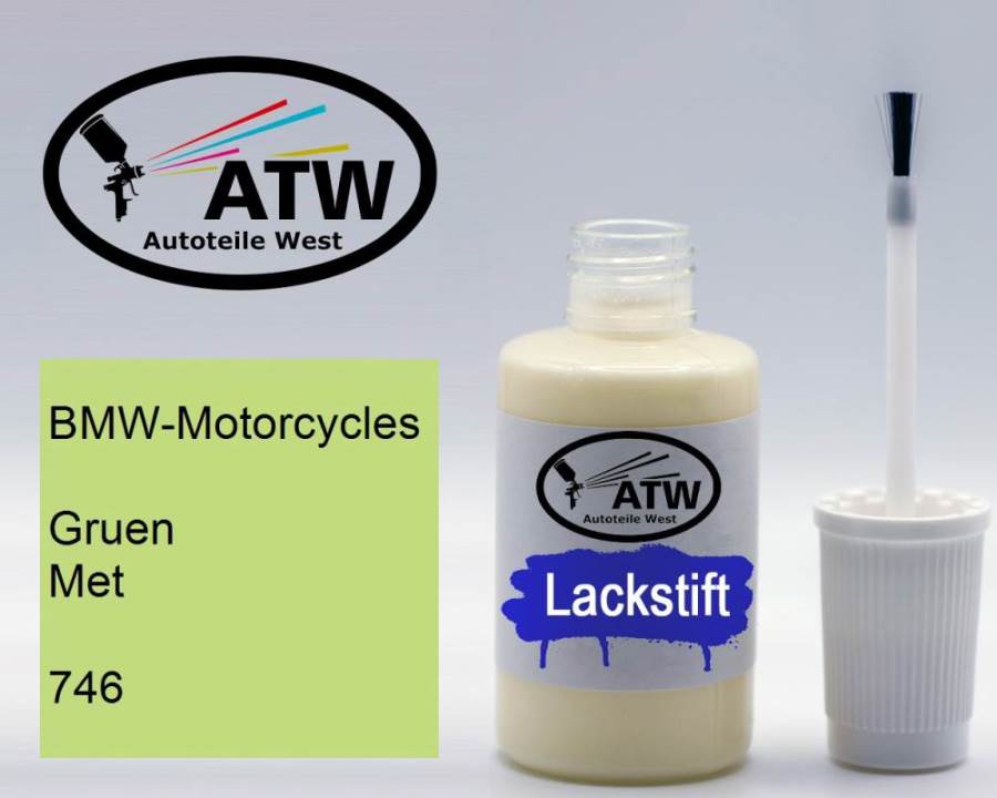 BMW-Motorcycles, Gruen Met, 746: 20ml Lackstift, von ATW Autoteile West.